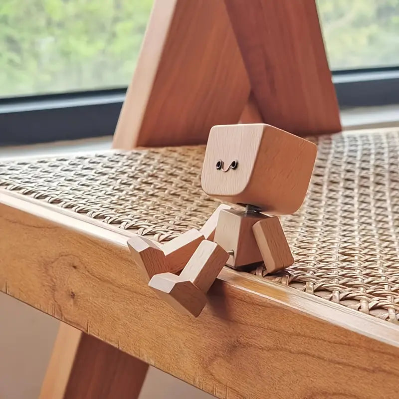 🪵🎭 Handmade Shaking Wooden Man – 12 Magnetic Faces to Match Every Mood! 😄✨ Perfect Desk & Car Buddy 🚗💼