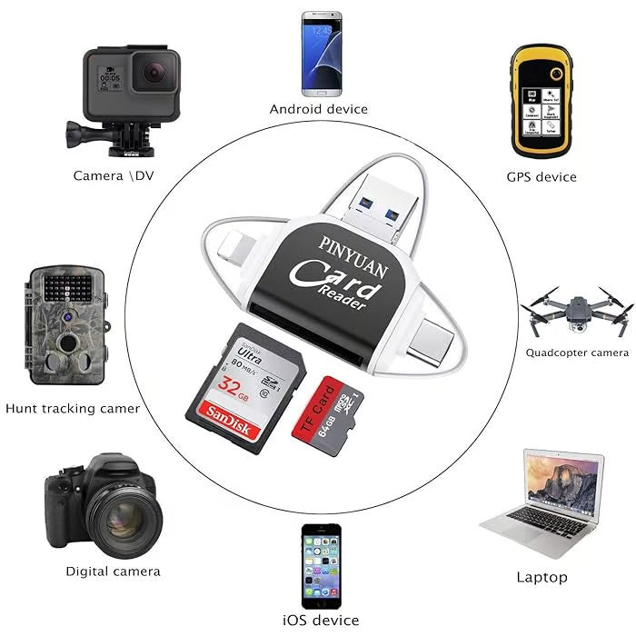 Multi-port 4 in 1 universal SD TF card reader
