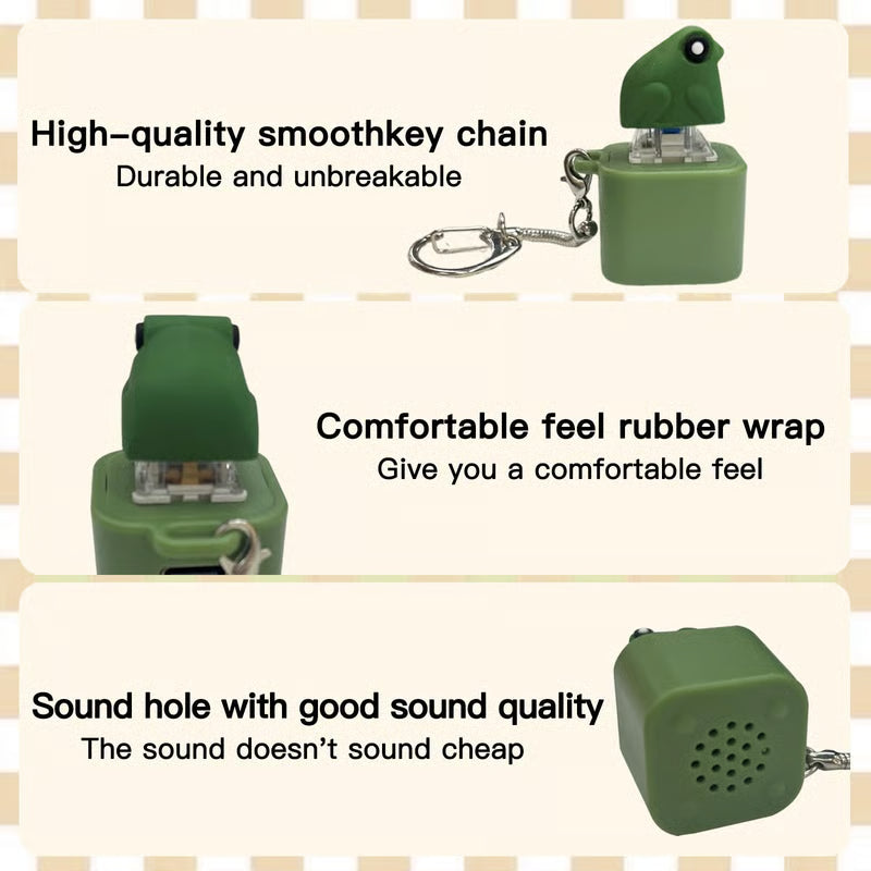 Frog Croaking Fidget Toy - Rechargeable Frog Croaking Keychain, Frog Croaking Stress Reliever with Colorful Lights, Fun & Portable Anxiety Relief Toy