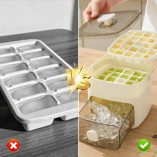 Handled Press-Type Ice Cube Tray (Double-Layer)