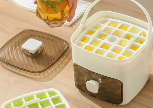 Handled Press-Type Ice Cube Tray (Double-Layer)