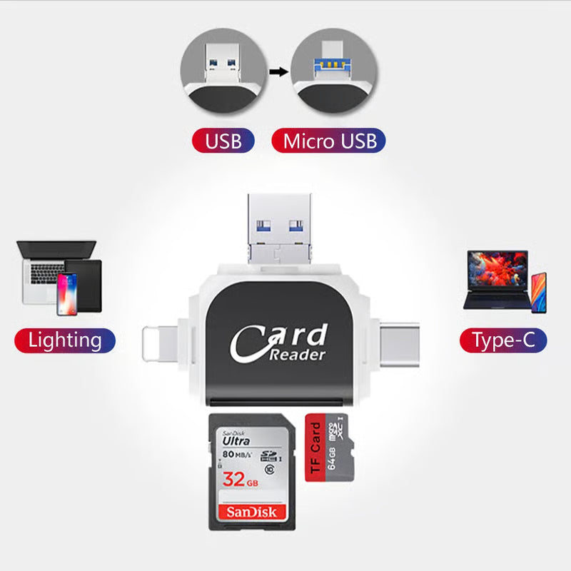 Multi-port 4 in 1 universal SD TF card reader
