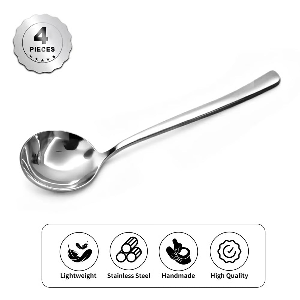 🍲 4/6 PCs Stainless Steel Soup Spoon Set