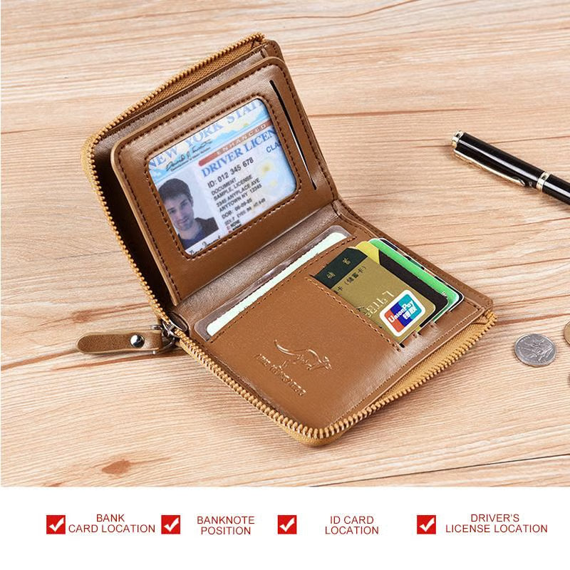 Men Wallet Zipper Purse (RFID PROTECTED)