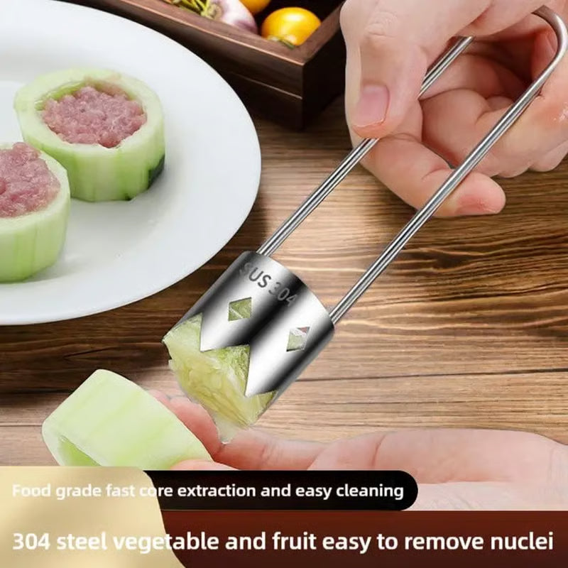2 Pcs Fruit and Vegetable Corer Tool, Red Bell Pepper Seed Corer, Stainless Steel Fruite Corer