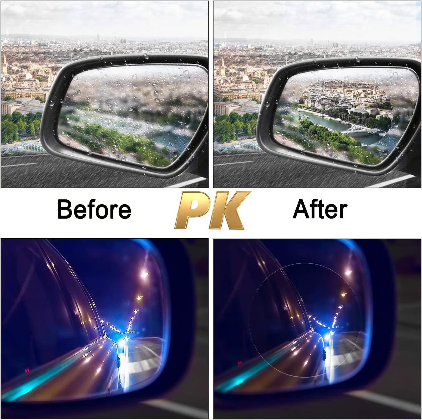 4Pcs Car Window Anti-Fog Film – Clear Vision, Safe Driving in All Weather