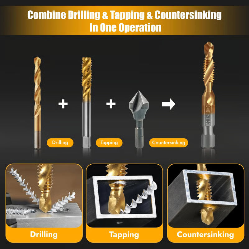 🔥3 In 1 Spiral Tap Hex Shank Drill Bit Set