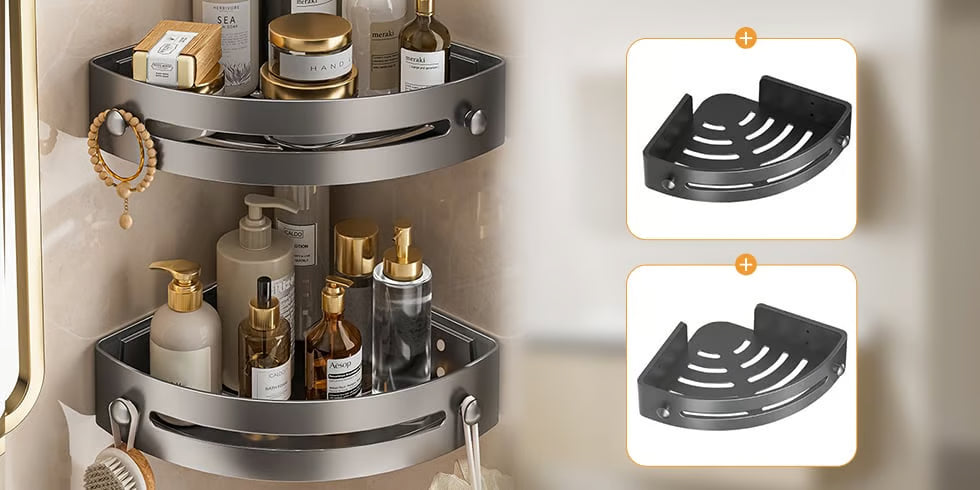 No-Drill Bathroom Corner Shelf