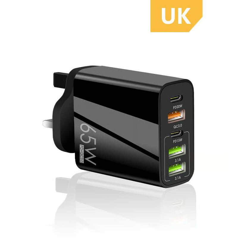 65W Multi-Port Fast Wall Charger (UK Plug)