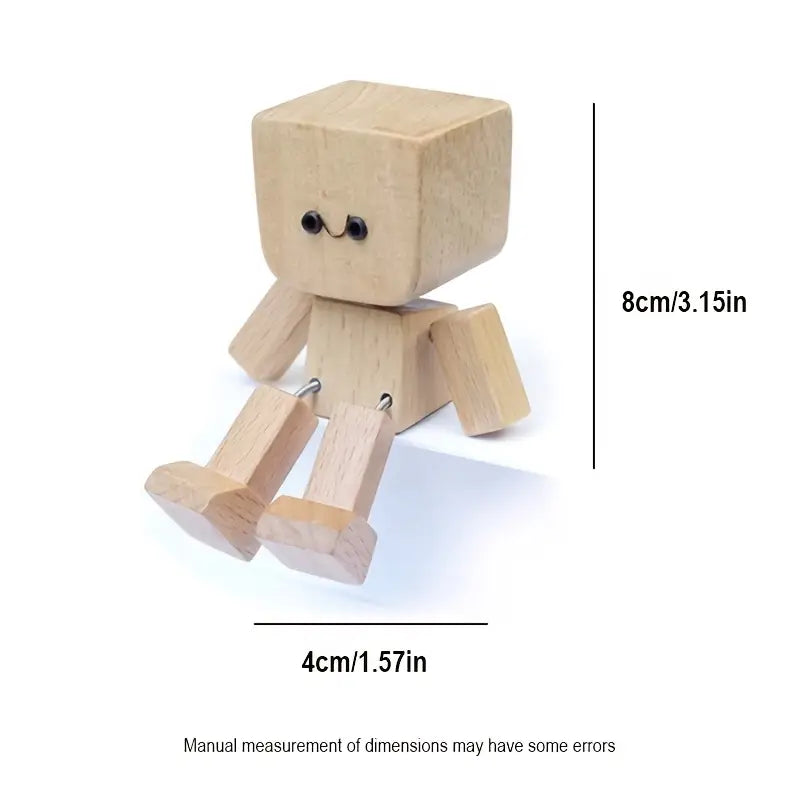 🪵🎭 Handmade Shaking Wooden Man – 12 Magnetic Faces to Match Every Mood! 😄✨ Perfect Desk & Car Buddy 🚗💼