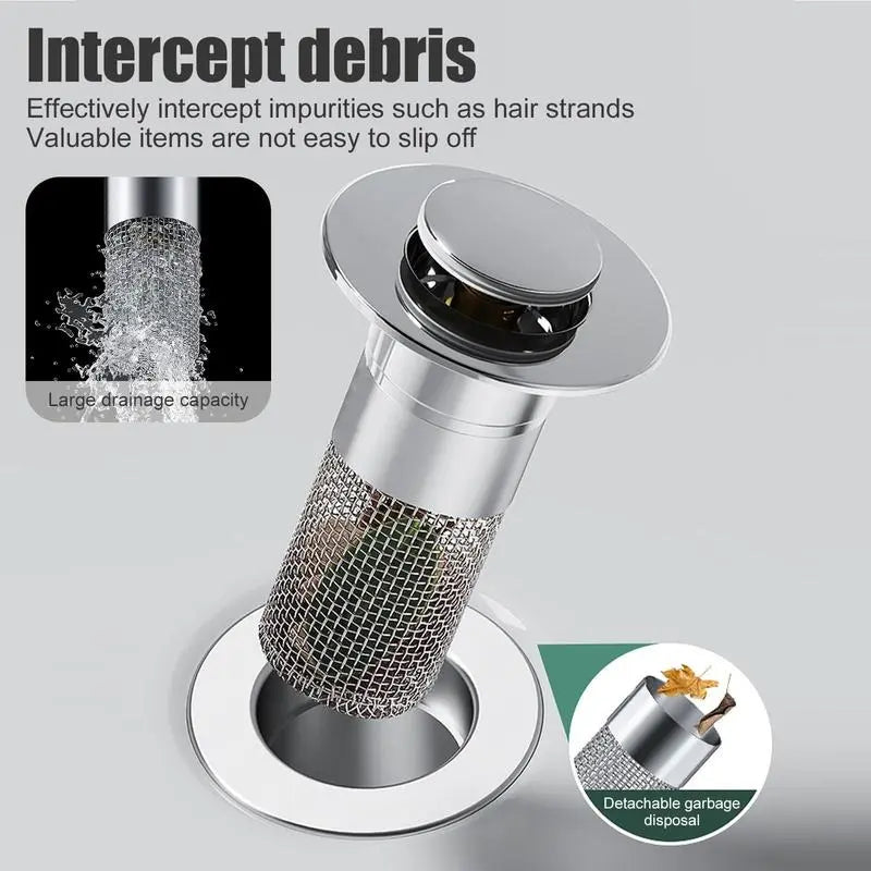 🔥 Bathroom Sink Stopper Hair Catcher, Universal Pop Up Sink Drain Filter with Stainless Steel Filter Basket, Bathroom Sink Drain Strainer