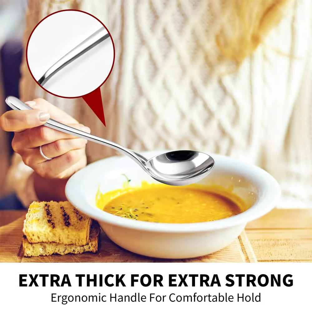 🍲 4/6 PCs Stainless Steel Soup Spoon Set
