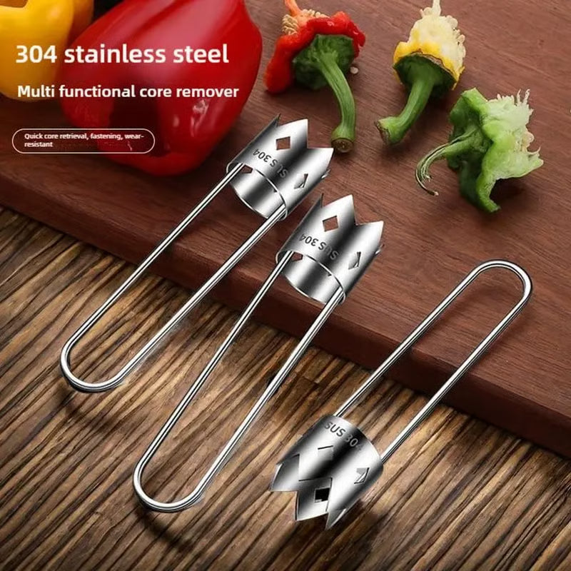 2 Pcs Fruit and Vegetable Corer Tool, Red Bell Pepper Seed Corer, Stainless Steel Fruite Corer
