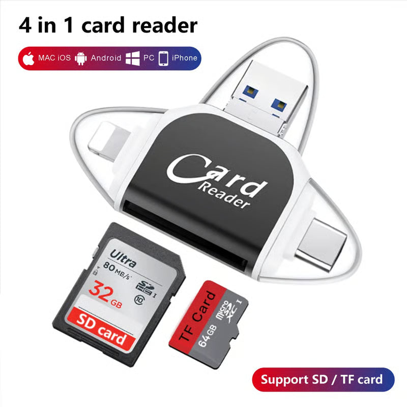 Multi-port 4 in 1 universal SD TF card reader