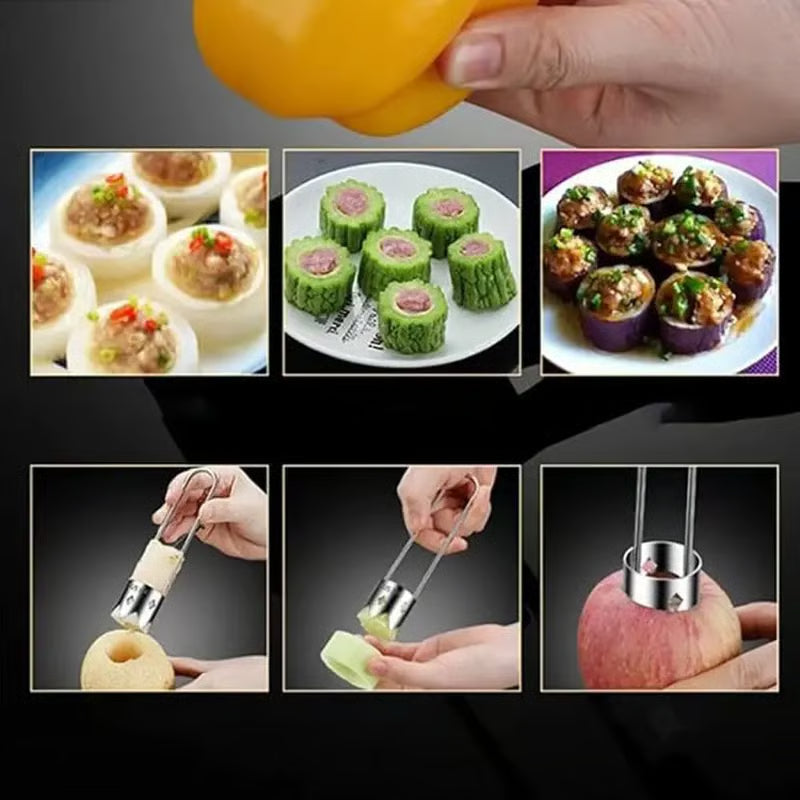 2 Pcs Fruit and Vegetable Corer Tool, Red Bell Pepper Seed Corer, Stainless Steel Fruite Corer