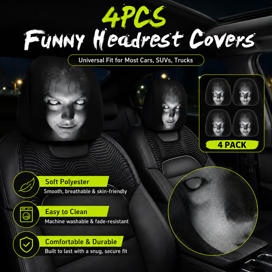 😆 Funny Cartoon Car Headrest Covers – 2PCS Universal Fit 🚗
