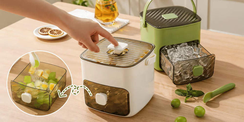 Handled Press-Type Ice Cube Tray (Double-Layer)