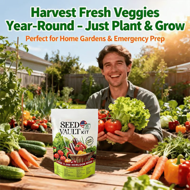 🥦Ultimate Survival Seed Vault (5,00+ Seeds) – 35 Variety Pack with 3-5Year Shelf Life🌿