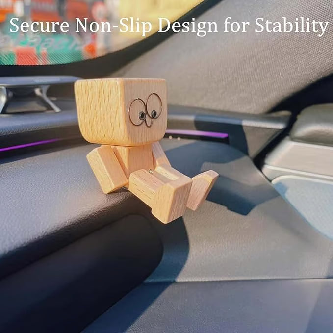 🪵🎭 Handmade Shaking Wooden Man – 12 Magnetic Faces to Match Every Mood! 😄✨ Perfect Desk & Car Buddy 🚗💼