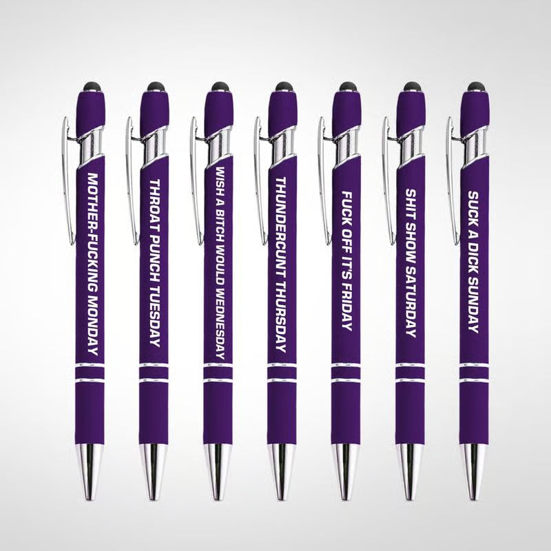 💝Funny Stress-Relief Daily Quotes Metal Ballpoint Pen Set (7 Pcs) | 🎁Office Christmas Gift Exchange