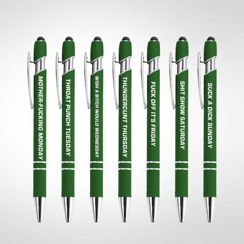 💝Funny Stress-Relief Daily Quotes Metal Ballpoint Pen Set (7 Pcs) | 🎁Office Christmas Gift Exchange