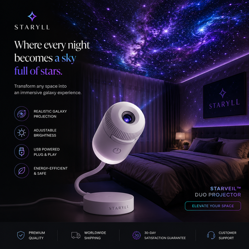 Aurora Galaxy Projection Lamp (3 PLANET Card in 1 Pack)