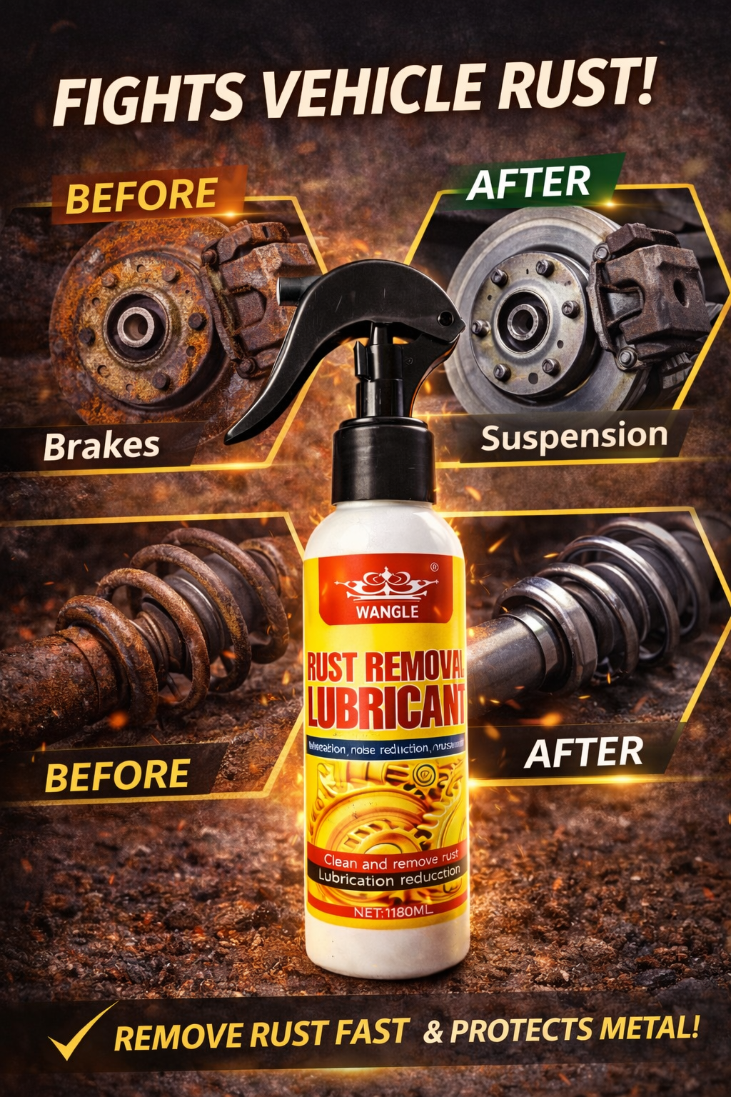 ⏳🏆Anti-Rust Lubricant Spray & Rust Remover-1| 🔥Buy 1 Get 1 Free🔥