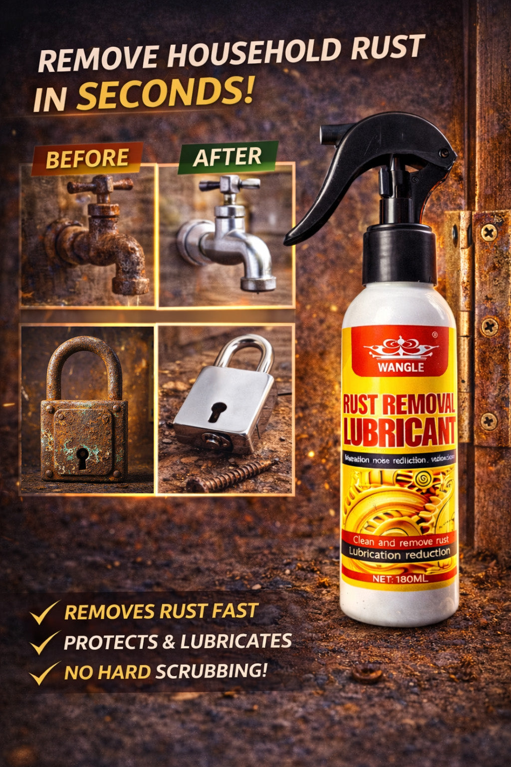 ⏳🏆Anti-Rust Lubricant Spray & Rust Remover-1| 🔥Buy 1 Get 1 Free🔥