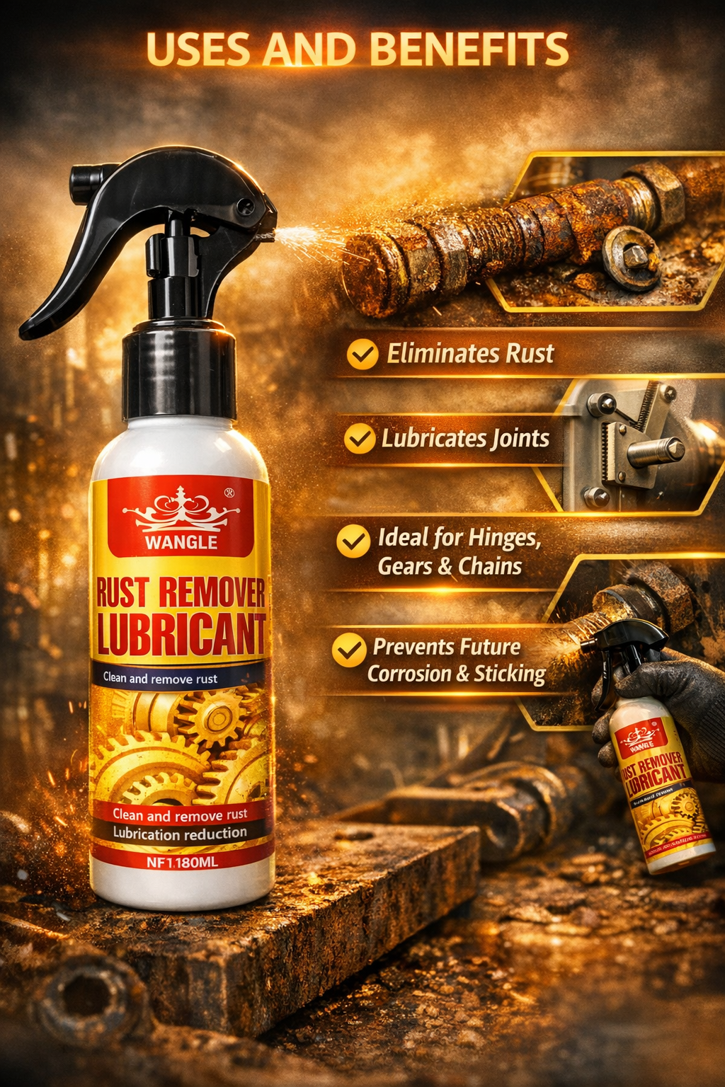 ⏳🏆Anti-Rust Lubricant Spray & Rust Remover-1| 🔥Buy 1 Get 1 Free🔥
