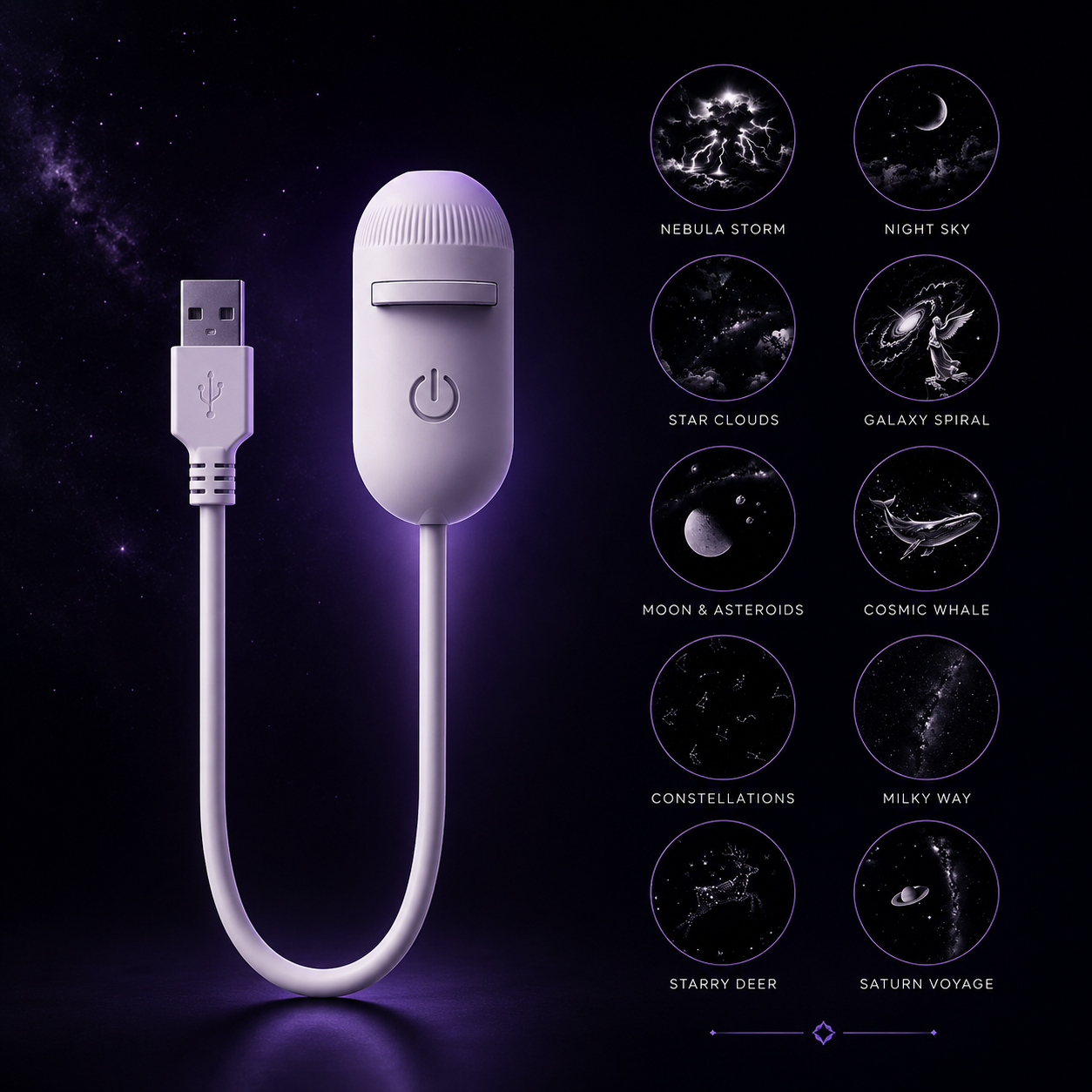 Aurora Galaxy Projection Lamp (3 PLANET Card in 1 Pack)
