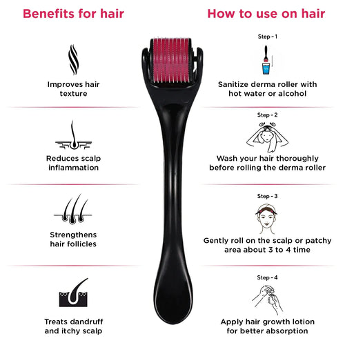 Derma Roller 0.5mm With 540 Stainless Steel Needles