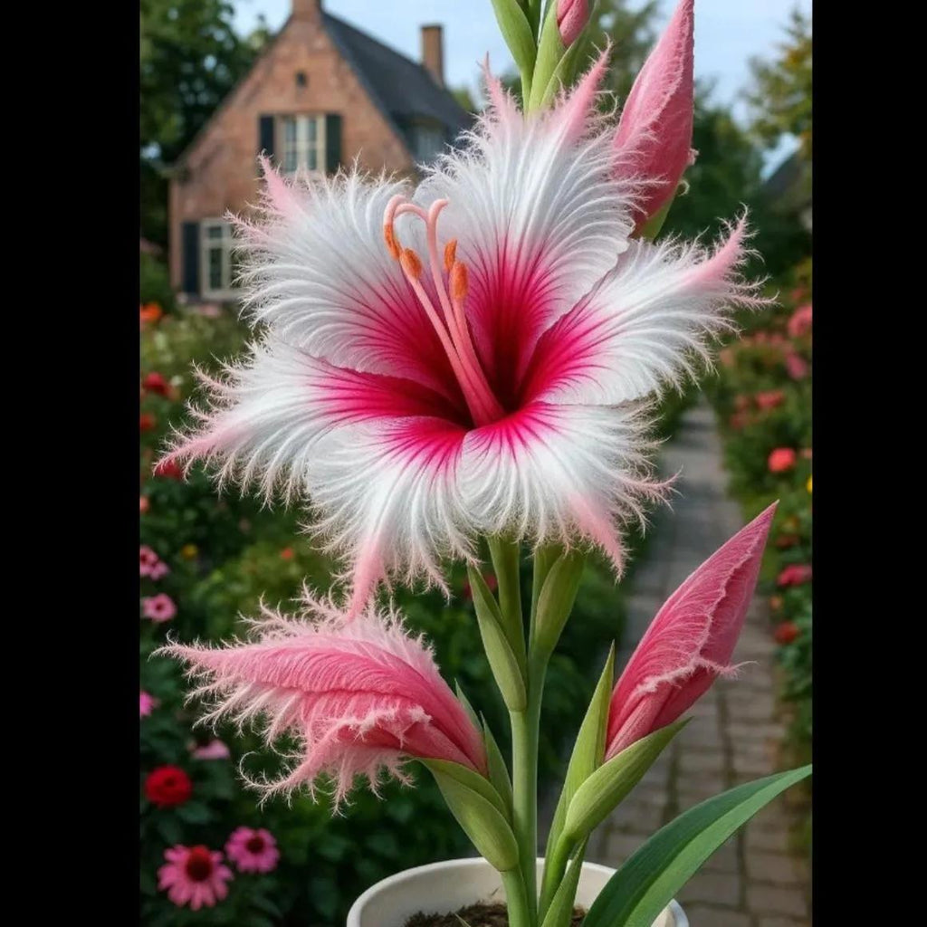 🔥 Last Day OF Sale OF 49 % OFF 🔥 --🪶 Rare Feather-Edged Lily Seeds – Stunning Pink & White Blooms, Easy to Grow