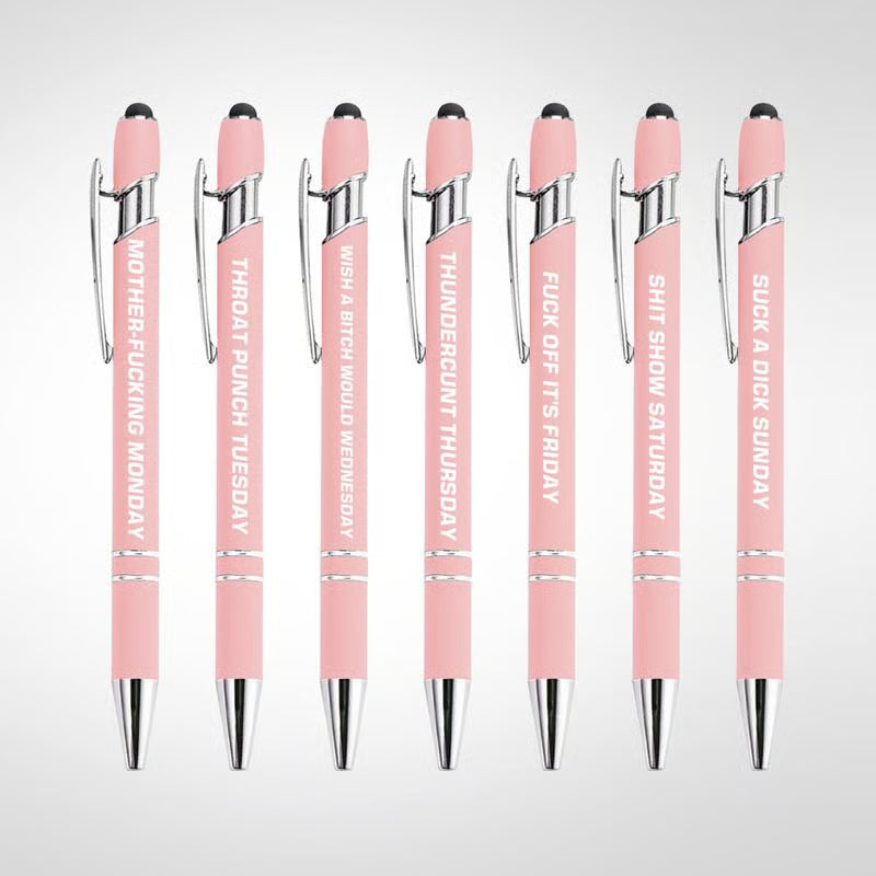 💝Funny Stress-Relief Daily Quotes Metal Ballpoint Pen Set (7 Pcs) | 🎁Office Christmas Gift Exchange