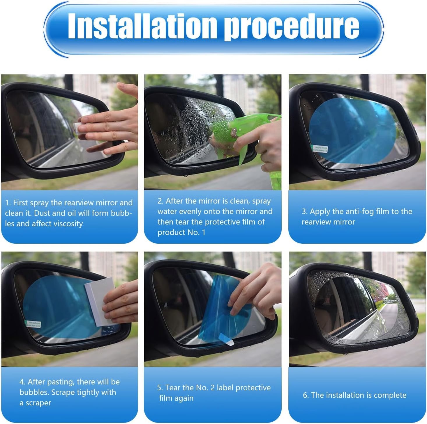4Pcs Car Window Anti-Fog Film – Clear Vision, Safe Driving in All Weather