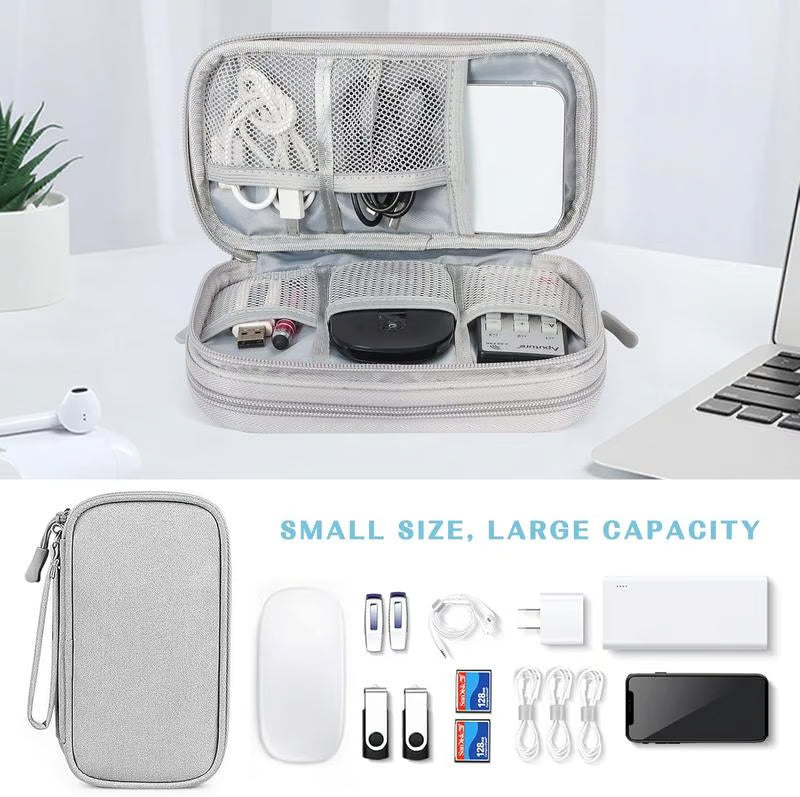 🔥Travel Cable Organizer Pouch, Double Layers All-in-One Storage Bag for Cord