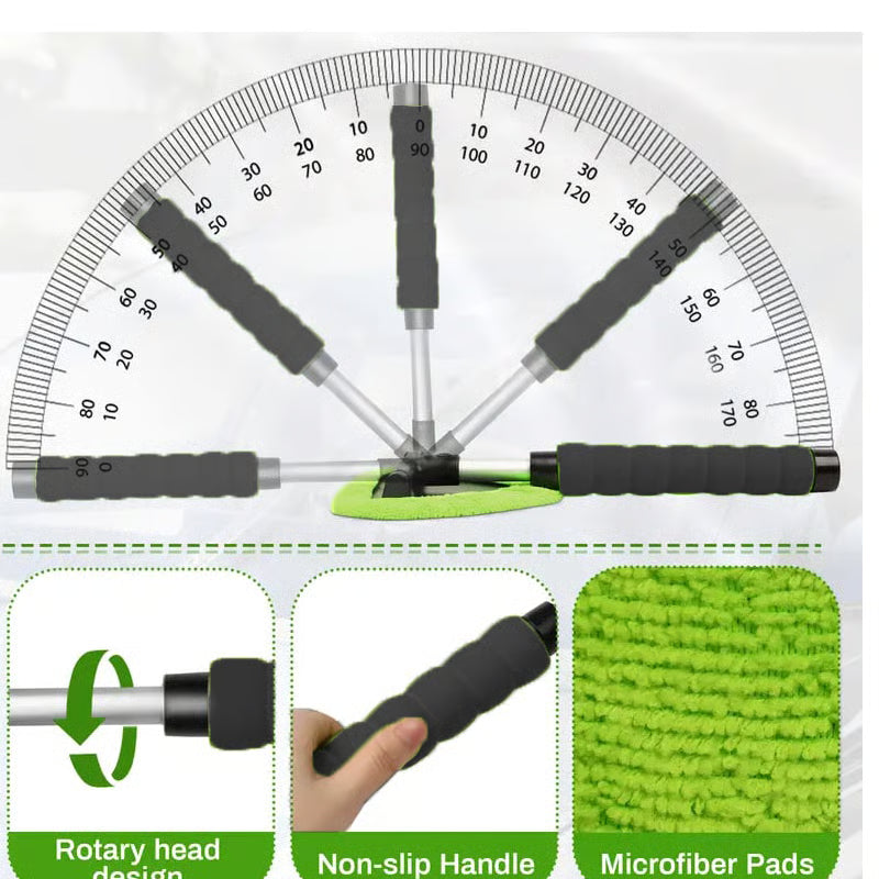 💥 💥 🔥 Windshield Cleaning Tool, with 4 Reusable and Washable Microfiber Pads and Extendable Handle