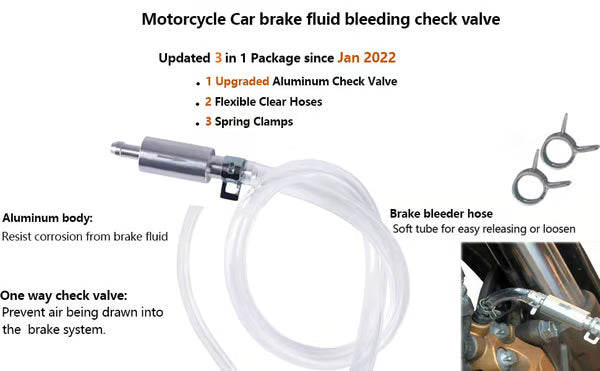 Brake Bleeder Hose - One Way Check Valve Tube Bleeding Tool Kit For Car Motorcyle Clutch