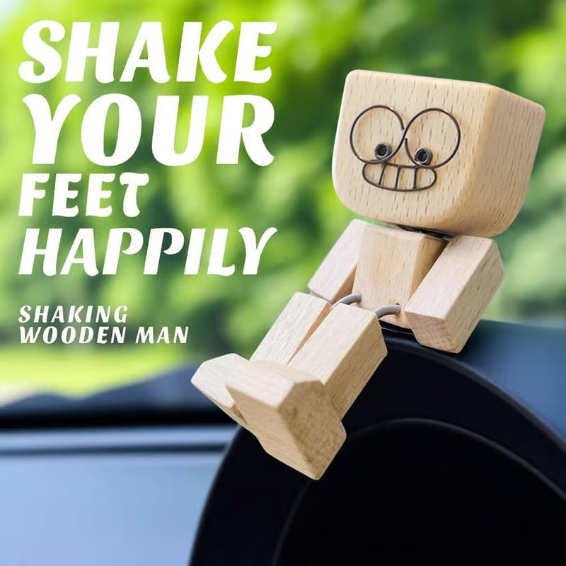 🪵🎭 Handmade Shaking Wooden Man – 12 Magnetic Faces to Match Every Mood! 😄✨ Perfect Desk & Car Buddy 🚗💼
