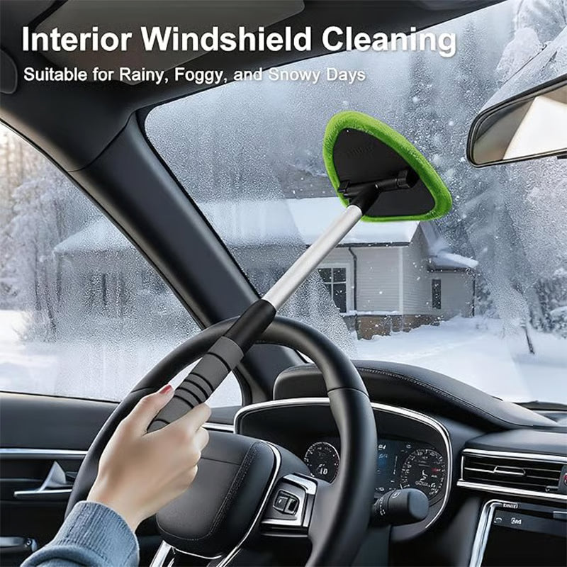 💥 💥 🔥 Windshield Cleaning Tool, with 4 Reusable and Washable Microfiber Pads and Extendable Handle