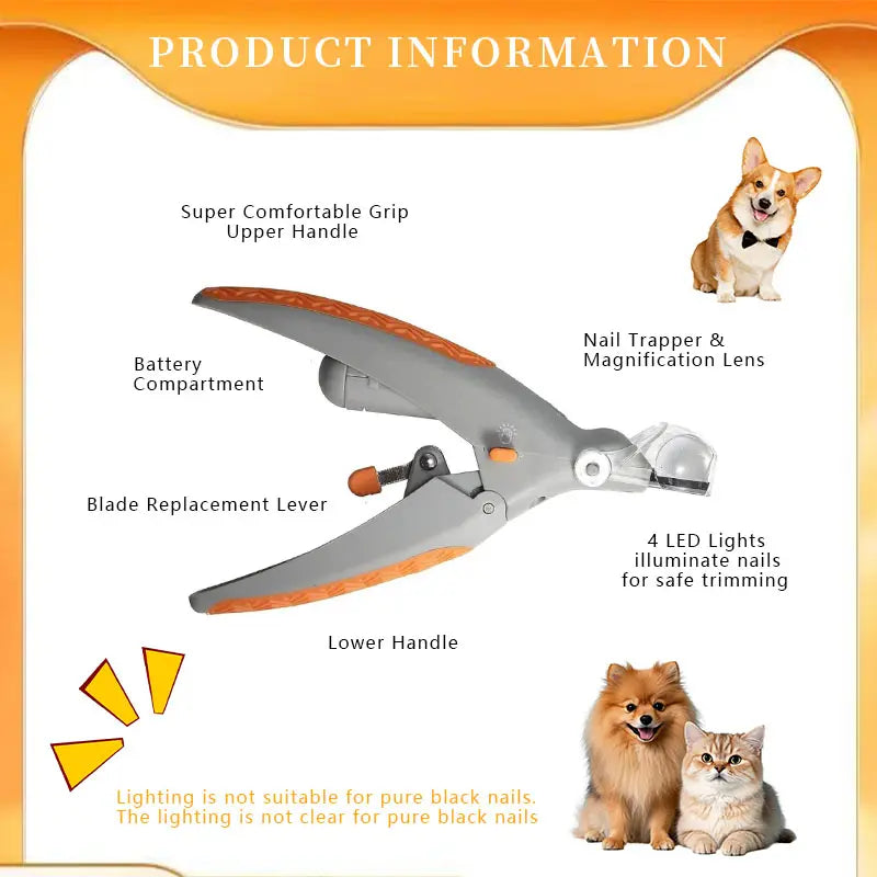 🎁LED Light Pet Nail Clippers - 5X Magnification