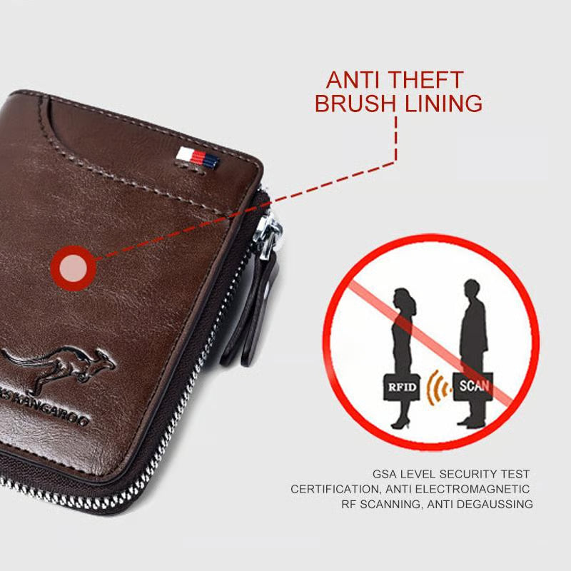 Men Wallet Zipper Purse (RFID PROTECTED)