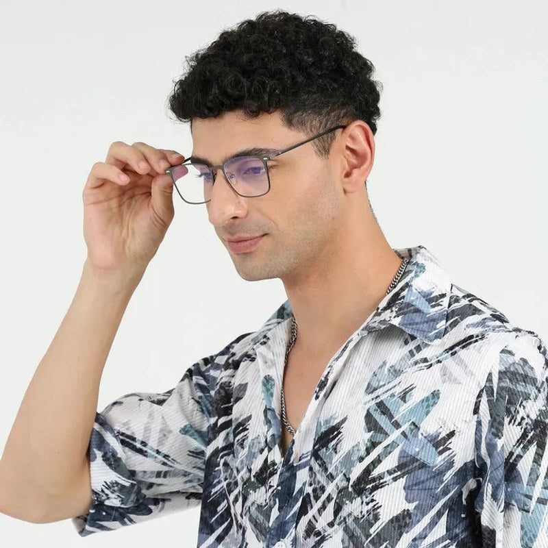 Quarion | Grey Medium Full Rim Rectangle Clip-on for Men & Women [Clip-on]