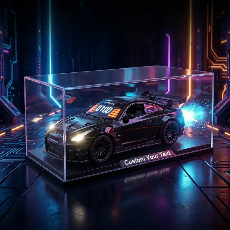 Hypercar Alarm Clock with Engine Sound, Exhaust Effect & LED Lights – Desk Gift for Car Lovers